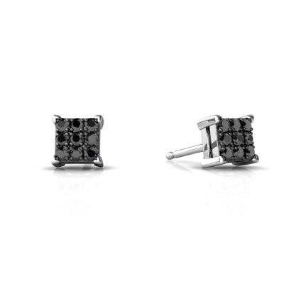 14K White Gold Black Diamond Stud Earrings