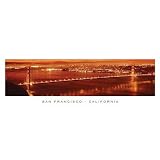 Professionally Framed San Francisco, California (Bay Bridge, Panorama) Art Poster Print - 12x36 with RichAndFramous Black Wood Frame