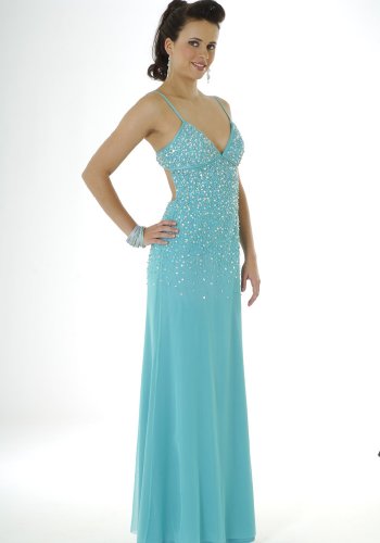 Formal Evening Gown. Beaded Dress for Prom, Party Dress by Sean Collection (8855) DARKAQUA