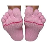 TWO Pairs Yoga & Pilates PINK Organic Cotton Toesox/Toe Socks with Non Slip Sole