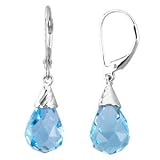 14K White Gold Swiss Blue Topaz Briolette Earrings