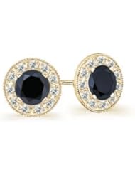 2.5 ct Enhanced Solitaire Black Diamond Stud Earrings in Yellow Gold Quality Better
