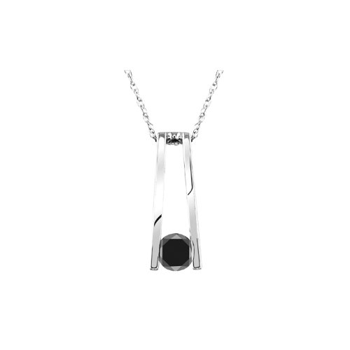 31v%2BygG2c L 14k White or Yellow Gold Black Diamond A Pendant (1/5 cttw), 18