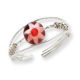 Sterling Silver Red Bead Toe Ring