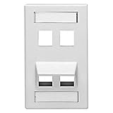 Leviton 40807-W QuickPort Angled Wall Plate, 4-Port, White