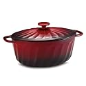Paula Deen 5 Quart Porcelain Covered Oval Casserole, Burgundy