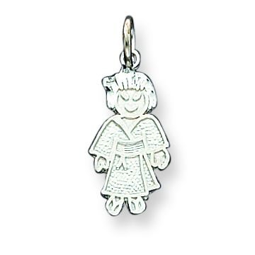 Sterling Silver Girl Martial Arts Charm with 20 inch Sterling Silver Chain