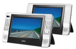 AEG CM DVD 7002 Auto DVD-Player (zwei 17,8 cm (7 Zoll) TFT-Displays, SD-/MMC-Kartensteckplatz, In-Ear-Kopfhörern, USB-Anschluss) silber/schwarz