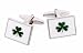 Rhodium plated and enamel Irish Shamrock cufflinks with presentation box