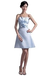 Strapless Satin Empire   Waistline Bridesmaid Dress/Party Dress/Mini Dress 