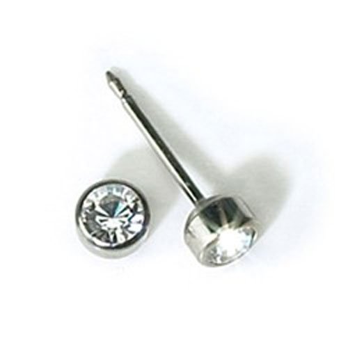 Inverness Titanium 4mm Bezel Crystal Piercing Earrings 17C