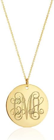 Gold Monogram Necklace - Initial Disc Necklace - Wedding Bridesmaid Necklaces - Gold Filled Necklace 16 Inches