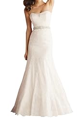 Strapless Crystal Crystals Lace Natural   Waistline Satin  Dress