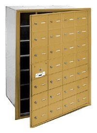 4B  Horizontal Mailbox - 28 A Doors (27 usable) - Gold - Front Loading - USPS Access
