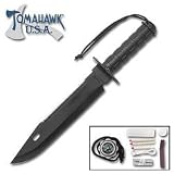 LARGE SURVIVAL KNIFE W/ NYLON SHEATH - BLACK