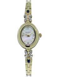 Elgin EG8078 Womens Mother of Pearl & Sapphire Oval Analog Adjustable Watch