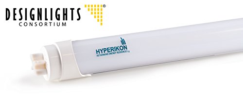 Hyperikon T8 LED Light Tube, 4ft, 18W (36W equivalent), 5000K (Crystal White Glow), Single Ended Power, Frosted Cover, UL-Listed & DLC Approved