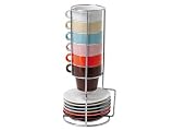 Present Time: Retro Style Expresso Tower Set w/ Saucers