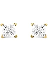14k Yellow Gold Princess-cut Solitaire Diamond Stud Earrings (1/2 cttw, G-H, SI2-SI3)