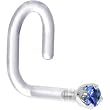 18 Gauge 1/4" White Gold 1.5mm Genuine Blue Sapphire Bioplast Nose Ring