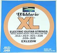 D'Addario EXL115W Nickel Blues Jazz Wound 3rd Electric Guitar Strings