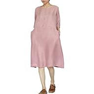 Silk Elbow Length Sleeves Vintage Spring Summer Knee Length  Dress