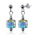 SCER142 Made with Swarovski Elements� Prominent 6mm Clear Cube Crystal Sterling Silver Post 1" Long Drop Earrings