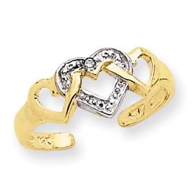 Genuine IceCarats Designer Jewelry Gift 14K Rhodium Diamond Heart Toe Ring... by 