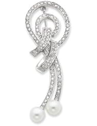 Sterling Silver CZ & Cultured Pearl Fancy Pin - QP403