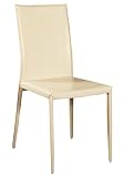Kitchen & Housewares : Pinzon Kinzie Leather Dining Chair, Cream