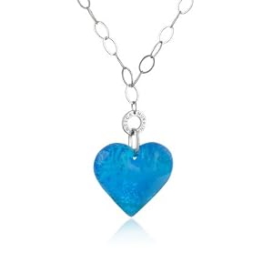 Antica Murrina Faith - Murano Glass Gold Leaf Heart Pendant Necklace Blue