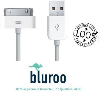 Bluroo Universal 30-Pin USB Cord Compatible with iPhone 4/4s, iPod Touch & iPad. 3.2 Feet (1.0 Meter), White