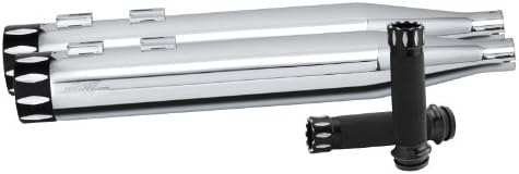 RC Components RCX102C-12E 4.0" Rival Eclipse Slip-On Mufflers with Matching Grips Package for Harley Davidson FLH Touring for 1995 to Present