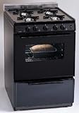 Premier SCK3XRB 24″ Compact Gas Range with Electronic Ignition, 1 1/2″ Rail Cap & Chrome Heat Reflector Trays: Black
