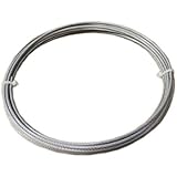 Loos Stainless Steel 302/304 Wire Rope, Vinyl Coated, 7x19 Strand Core, Natural, 1/8" Bare OD, 3/16" Coated OD, 10' Length, 1760 lbs Breaking Strength