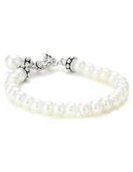 Honora "Pallini" White Freshwater Cultured Pearl Drop Charm Toggle Bracelet, 7.75"