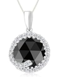3.00 Cts Black & White Diamond Pendant in 14K White Gold