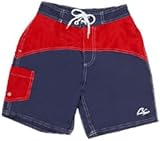 Boys Board Shorts - Red/Nautical Navy