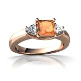14k Rose Gold Square Fire Opal Ring