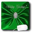 Beverly Turner Christmas Design - Christmas Green Sash, Holiday Greetings - Mouse Pads