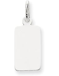 14k White Gold Plain .011 Gauge Rectangular Engravable Charm. Metal Wt- 0.4g