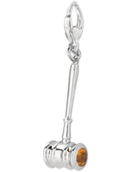 Sterling silver GAVEL WITH STONE SIDES (Charm)