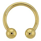Solid 14KT Yellow GOLD 14ga HORSESHOE - 7/16" 4mm balls
