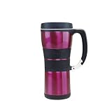 AutoSeal 16 oz Stainless Steel WalDouble l Vacuum Insulated Handled Mug with Carabiner Clip in Pink