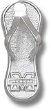 Michigan Wolverines Solid Sterling Silver ''M MICHIGAN'' Flip Flop 1'' Pendant