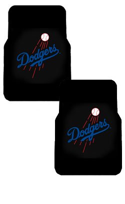 A Set of 2 MLB Major League Baseball Licensed Universal-Fit Molded Front Rubber Floor Mats - Los Angeles Dodgers