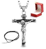 Stainless Steel Jesus Christ Crucifix Cross Mens Pendant Necklace