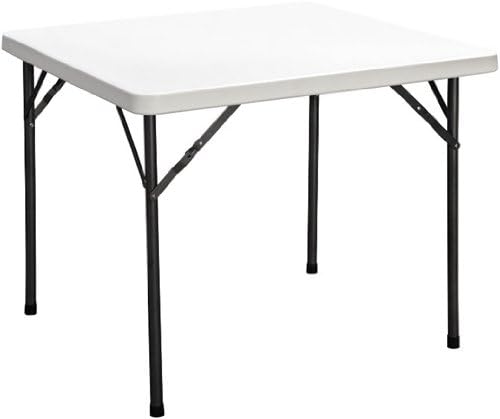 Duralight Square HDPE Folding Multipurpose Table, 3-Feet, White Granite