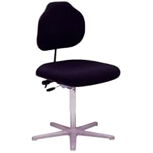 Milagon Brio WS1389 Black Fabric Workseat on Cast Aluminum Star Base Big and Tall Chair with Glides, Low Profile, 18"-25" Adjustment Height