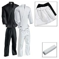 Karate Martial Arts Uniform Medium Weight White Cotton Elastic Waistband & Drawstring Size 3